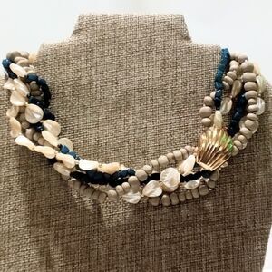 Vintage 1980's Twisted Multi Strand Beaded Necklace with Shortener